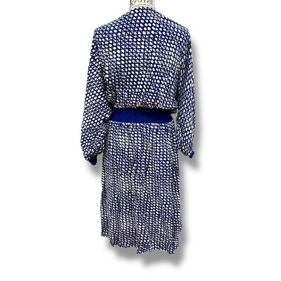 Anthropologie Maeve Size M Gemma Blue White Geometric Dolman Sleeve Dress - Picture 7 of 7